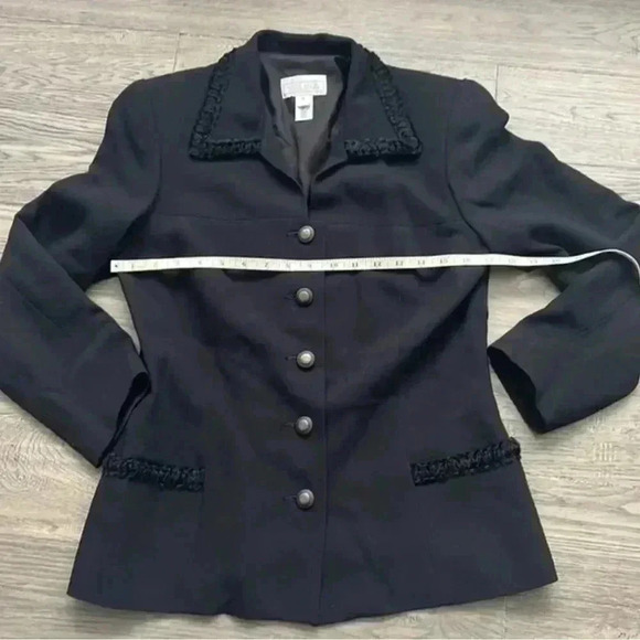 Selina | Black 100% new wool vintage blazer with curly lamb lining - Picture 9 of 14